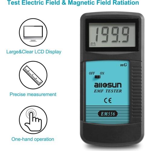 ALL SUN EM556 Electromagnetic Radiation Detector 30Hz-400Hz EMF Meter Dosimeter Tester Equipment Digital LCD