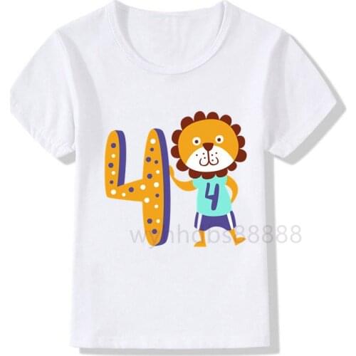 Boys&Girl Animals Birthday Number Print T Shirt Children Birthday Boy Dino Party T-shirts Boy&Girl Funny Panda Gift Tshirt