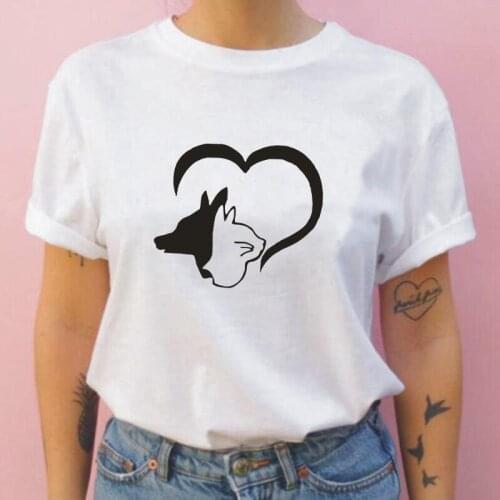 Funny Pet Cat Dog Animals Print T Shirt Women Tops Summer Short Sleeve Casual Tee Shirt Femme Hispter Harajuku Camiseta Mujer