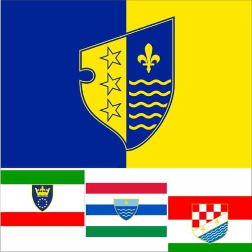 Cantons Federation Of Bosnia and Herzegovina Flag 3X5FT 90X150CM 100D Polyester Bosnian Podrinje Banner