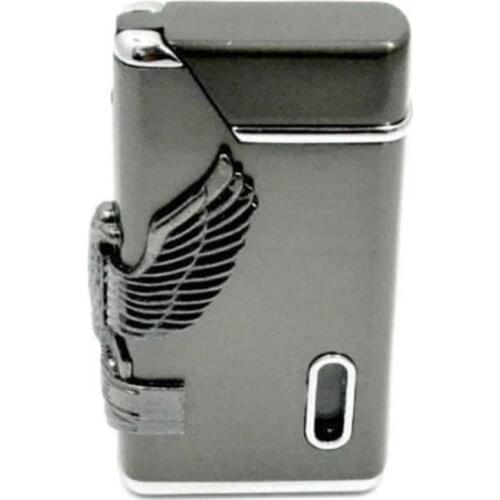 Classical Eagle ROC Wings Lighter Metal Windproof Refillable Butane Gas Jet Torch Flame Cigar Cigarette Lighter with Led Light