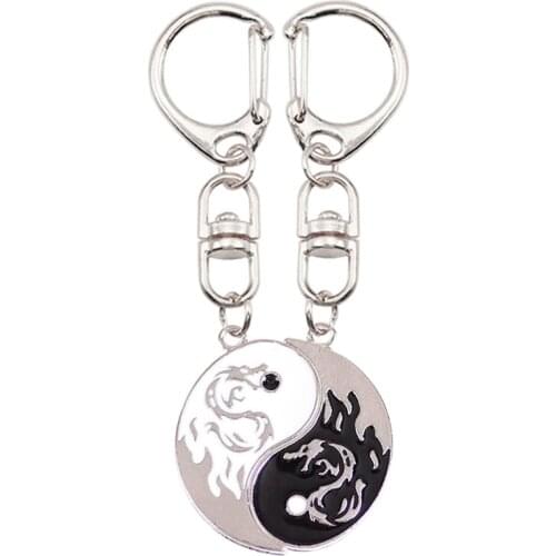 2-piece Set Chinese Style Keychain Pendant Couple Key Chain Cute Female Bag Accessories For Men And Women Friends Jewelry Gifts