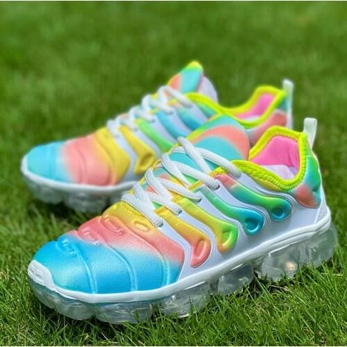 Women Sneaker Big Size 43 Fashion Rainbow Leather Vamp Air Cushion Running Shoes Comfortable Cushioning Athletics Training Shoe