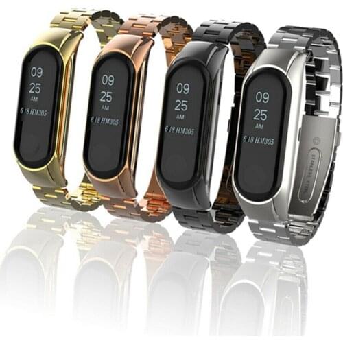 For Xiaomi Mi Band 4 3 Stainless Steel Metal Wristband Bracelet Wrist Strap Band Mi Band 4 3 Strap Xiaomi Mi Band 4 3