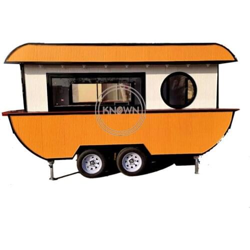 Multi Function Coffee Trailer Mobile Food Service Caravan Refrigerator Ice Cream Pancake Snack Truck Kiosk