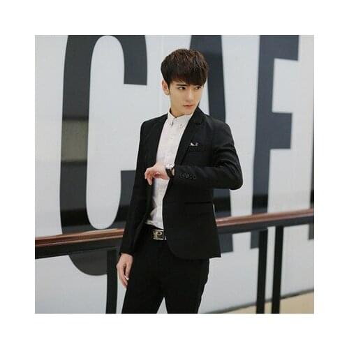 2019 Men Slim Fit Blazer Spring Fashion Solid Mens Wedding Dress Coat Casual Business Male Suit Jacket