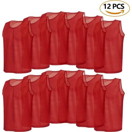 12 Pack Mesh Quick Dry Scrimmage Training Vests Football Vest Breathable Adults Jerseys Bibs Loose Version