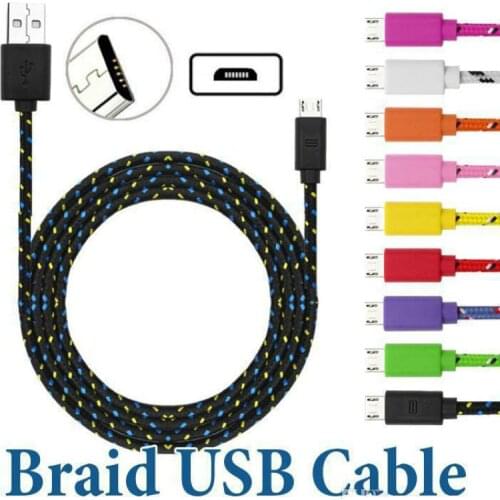 Nylon Braided Cell Phone Usb Data Cable Colourful 1M 2M 3M Fast Charging Data Cord Charger Usb Cable Wire For Iphone Samsung S10