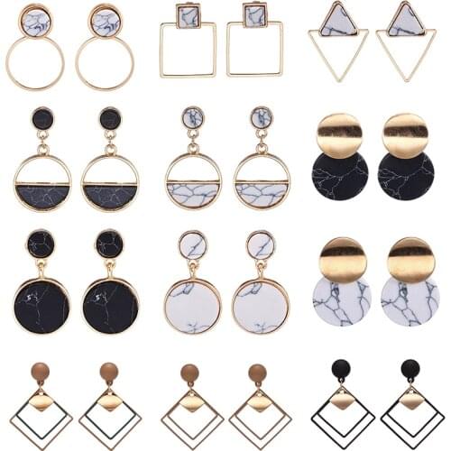 New Fashion Statement Earrings For Women With White/Black Natural Stones Handmade Trendy Jewerly Female Modern Korea Earring