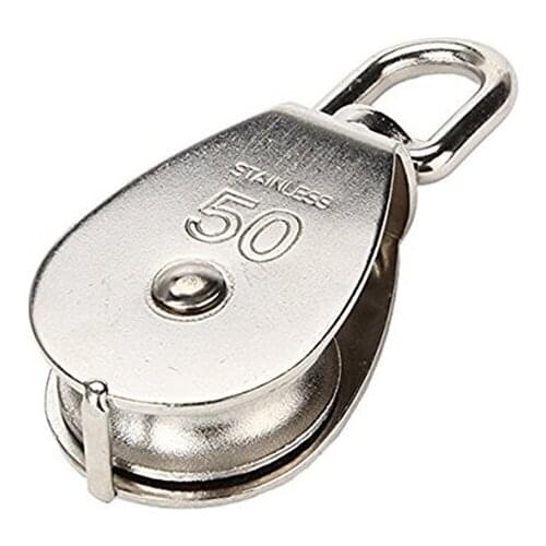 Brand New M50 Stainless Steel Single Wheel Swivel Pulley Block 400kg (Silver)