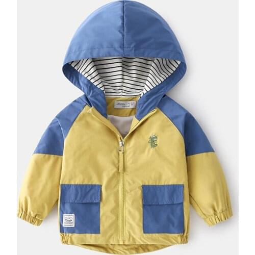 Autumn Baby Cartoons Clothes And Multicolor Splicing New Product Middle Small Boys Kids Windbreaker Children Assault Hooded Oute