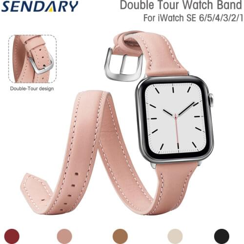 Genuine Leather Watch Band For Apple Watch SE 6/5/4 40MM 44MM Double Tour Bracelet Loop Strap For iWatch Series 1/2/3 38MM 42MM