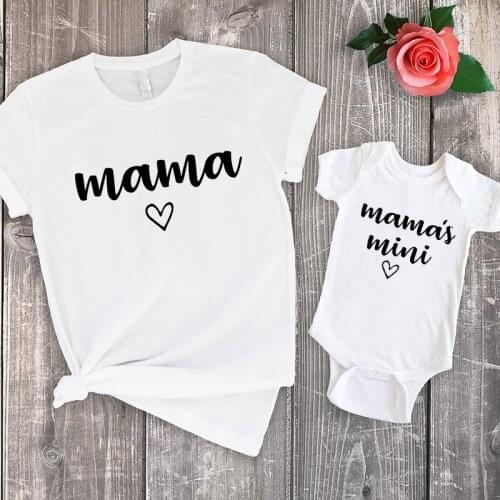 Mommy and Me Shirts Family Summer Tops Love M Big Sister Little Sister Baby Girl Clothes Mom and Daughter Matching Clothes