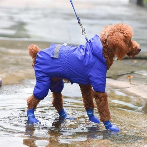Pet Dog Boots With Four Silicone Antiskid Shoes Wear Waterproof Dogs Shoes Candy Colored Pet Rainy Days Appear Essential