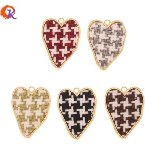 Cordial Design 50Pcs 25*33MM Jewelry Accessories/Charms/Hand Made/Fabric Effect/Heart Shape/DIY Jewelry Making/Earring Findings