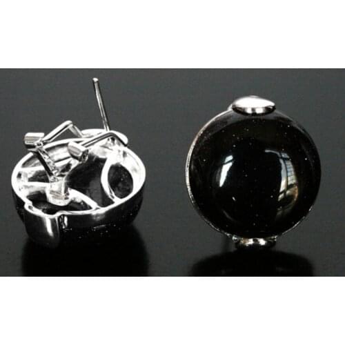 Hot Sell simple style 925 Silver 18mm blue sand jade Stud Earrings