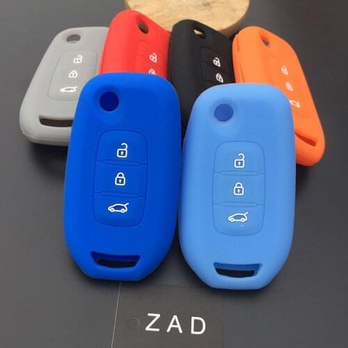 ZAD 3 button Silicone rubber car key car case cover set for renault kadjar floding key case cover shell