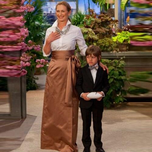 Brown Skirts Women Birthday Faldas High Waist Straight Womans Skirt Mother Jupe Elegant Ladies Jupe Skirts With Ribbon