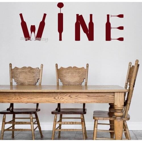 Wine Bottle Vinyl Art Wall Decal Bar Alcohol Restaurant Stickers Removable Wall Sticker For Kitchen Wallpapers Waterproof LA512