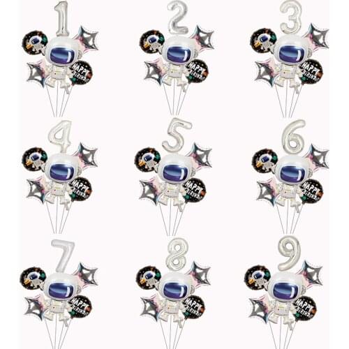 1set Outer Space Theme Party Astronaut Foil Balloons Kids Birthday Party Decoration Boys Toys Baby Shower Robot Helium Globos