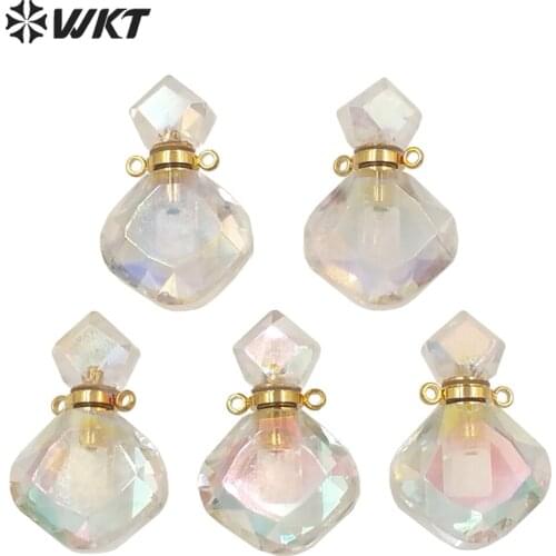 WT-P1674 Amazing Newest fashion faceted cut Angel Aura quartz perfume bottle pendant for necklace
