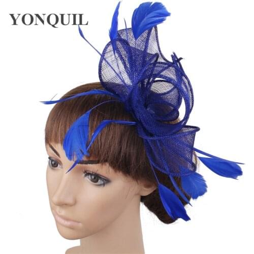 Yellow Sinamay Headwear For Elegant Ladies Formal Fascinator Hair Accessories Hair Pin With Fancy Feather Headdress Church Party