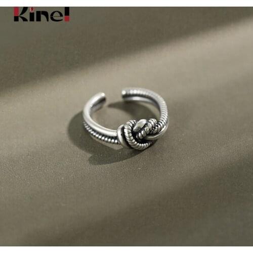 Kinel Women Ring Silver Sterling 925 Real Twist Vintage Style Minimalist Jewelry 925 Silver Korean Ladies Ring