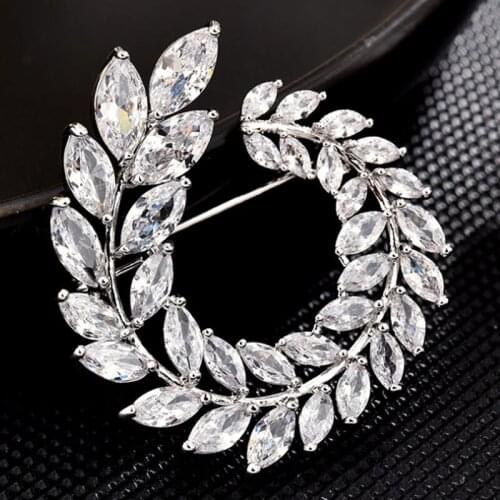 Zlxgirl Rhodium silver vintage cubic zirconia flower brooch jewelry Copper scarf Corsage Pins nice mens clothing jewelry