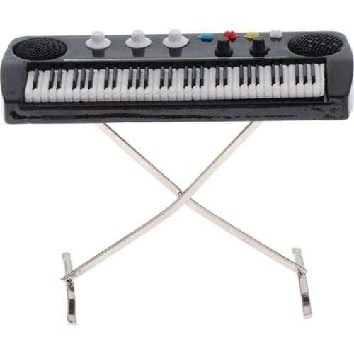 1:12 Keyboards Electronic Organ Musical Instrument Model Dollhouse Miniature Decor, Plastic + Metal