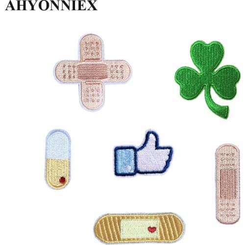 10PCS Fashion Patch Small Bandage Embroidery Patches for T-shirt Iron on Strips Applique Clothes Leaf Stickers Clothing Badges