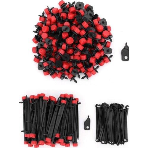 2 Set Adjustable Irrigation Drippers Micro-Sprinklers Heads 1/4 Inch Drip Watering Kits, 1 Set 101 Pcs & 1 Set 151 Pcs