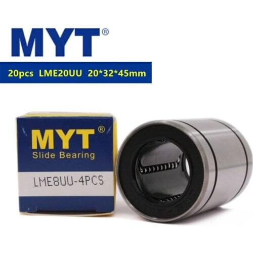 20pcs MYT high precision LME20UU 20*32*45 mm Linear Motion Ball Bearings europe standard Linear Bushing for 3d printer cnc parts