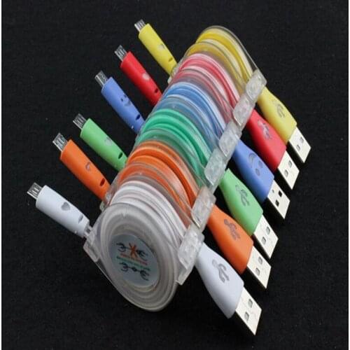 200pcs Colorful led light Retractable V8 Micro USB Data Charger cable cord For samsung galaxy S 7 s6 s4 blackberry htc