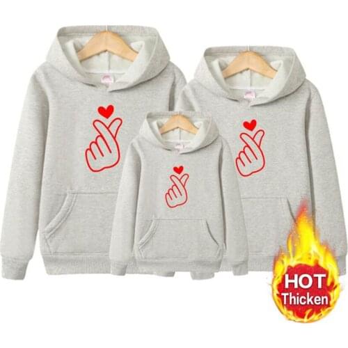 2021 Winter Men Women Boy Girls Thicken Hoodies Family Clothing Father Son Mother Daughter Kids Hooded Family Matching Outfits