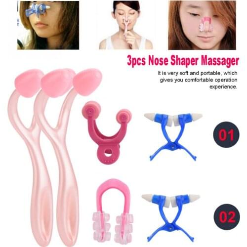 3pcs/set Nose Up Shaping Shaper Massage Roller Clip Clipper Lifting Bridge Straightening Beauty Nose Clip Corrector Face Care