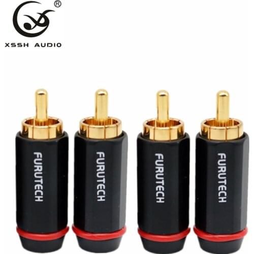 4pcs DIY HIFI XSSH Audio Video AC Cable 7mm Gold Plated RCA Plug Connector jack