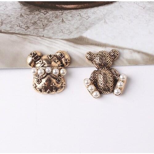 5PCS Bear DIY Hand-sewn Buttons Clothing Textile Decoration Retro Love Oval Jewelry Accessories Jewelry DIY