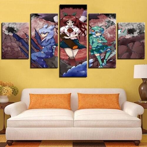 5 Pieces Touhou Canvas Painting Magician Posters Girls And Boys Wallpapers Characters Cartoon Pictures Anime For Home Room Decor