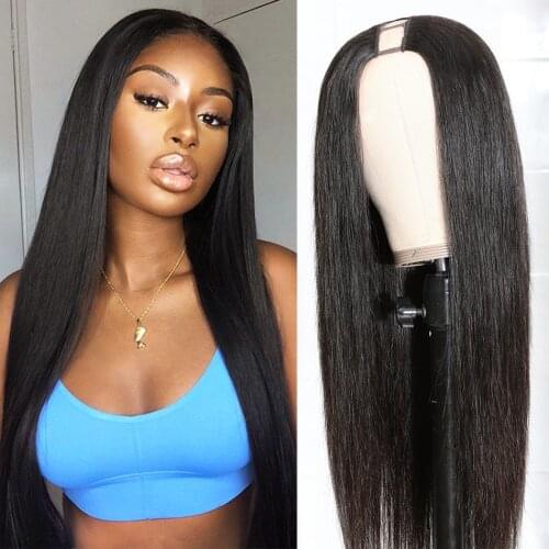 Alipanda Hair Malaysian U Part Human Hair Wigs For Black Women Natural Straight Remy Wig 150 Density Glueless Pre Plucked Wig