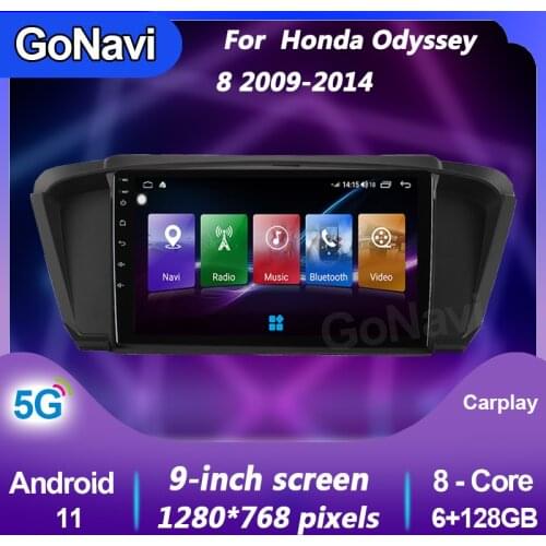 GoNavi Android 11 Car Radio For Honda Odyssey 8 Auto Central Multimedi Dvd Player Gps Navigation bluetooth 5G Carplay 2009-2014