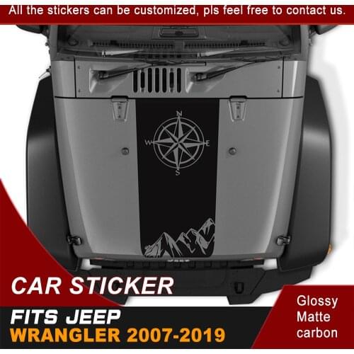 Car Sticker Hood Scoop Campass Moutain Graphic Vinyl Car Decals Fit For Wrangler Rubicon or Sport or Sahara 4doors or 2doors
