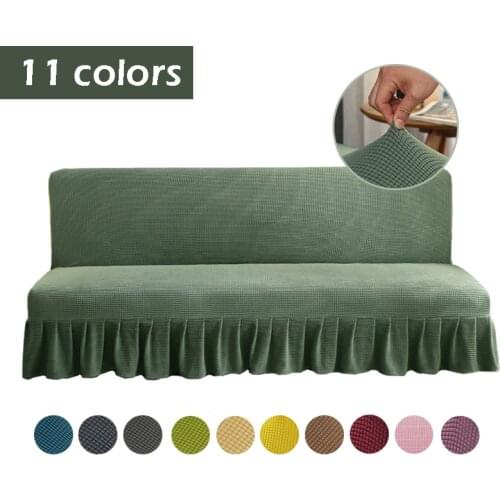 Velvet Sofa Bed Cover Without Armrest Ruffle Stretch Elastic Sofa Covers Full Anti-dirty Waterproof Living Room Couch Slipcover
