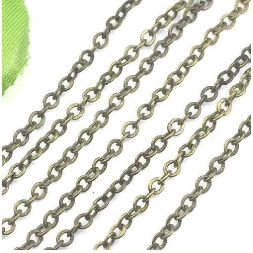 Free shipping!!!! 100m/lot bronze tone Copper Chain Flat Link Chains 3*4mm findings