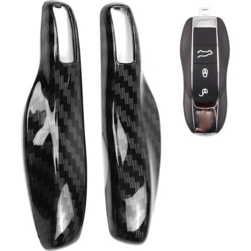 1 Pair Car Remote Key Case Cover Shell Carbon Fiber Chrome Color For Porsche Cayenne Macan 911 Boxster Cayman Panamera