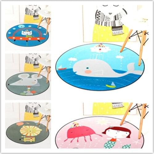 Home Carpet Kids Cartoon Fashion Print Round Rug Child Baby Bedroom Soft Carpets Baby Crawl Mat/Rugs Floor Large Game Area