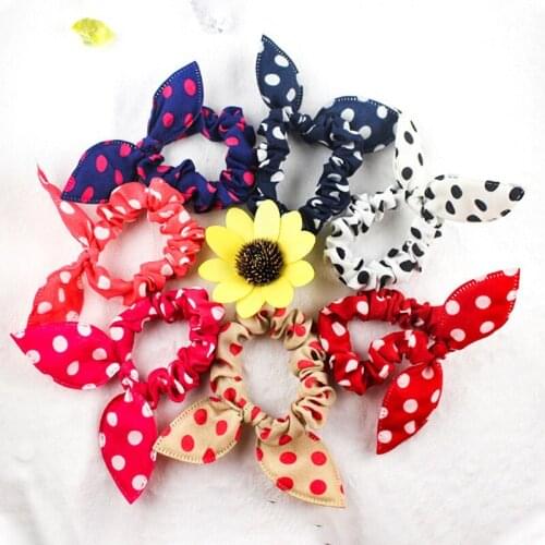 Rabbit ear Elastic womens hair belt rope bow rabbit ponytail cute hairband playful