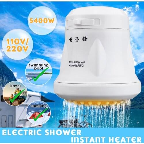 Mini 5400W 110V/220V Electric Instant Water Heater Shower Head with Hose Bracket Temperature Controller Winter Supply