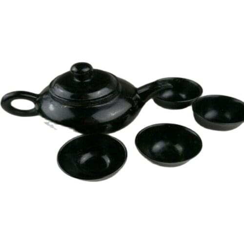 China100% Natural Jades Hand-Carved Cup Statues China Jade Carved Jade Teapot Teapot Four Cups Of Tea Kung Fu