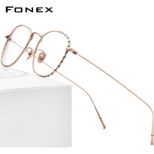 FONEX Pure Titanium Glasses Men Retro Square Prescription Eyeglasses Frame Women 2021 New Vintage Myopia Optical Eyewear 981