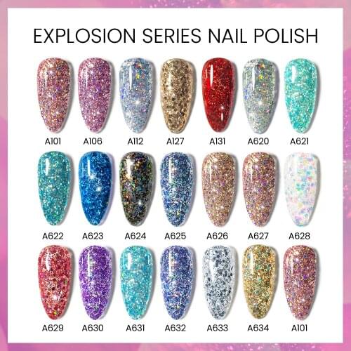 MAYCHAO 7.3ml Diamond Gel Nail Polish Glitter Top Coat Gel Semi Permanent Varnish Shiny UV Manicure Lacquer Art Sequins Polish